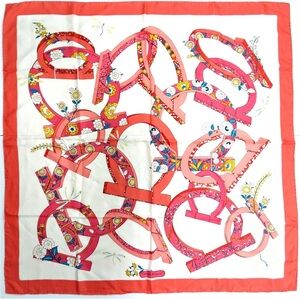 Salvatore Ferragamo Floral Pink and Red Scarf